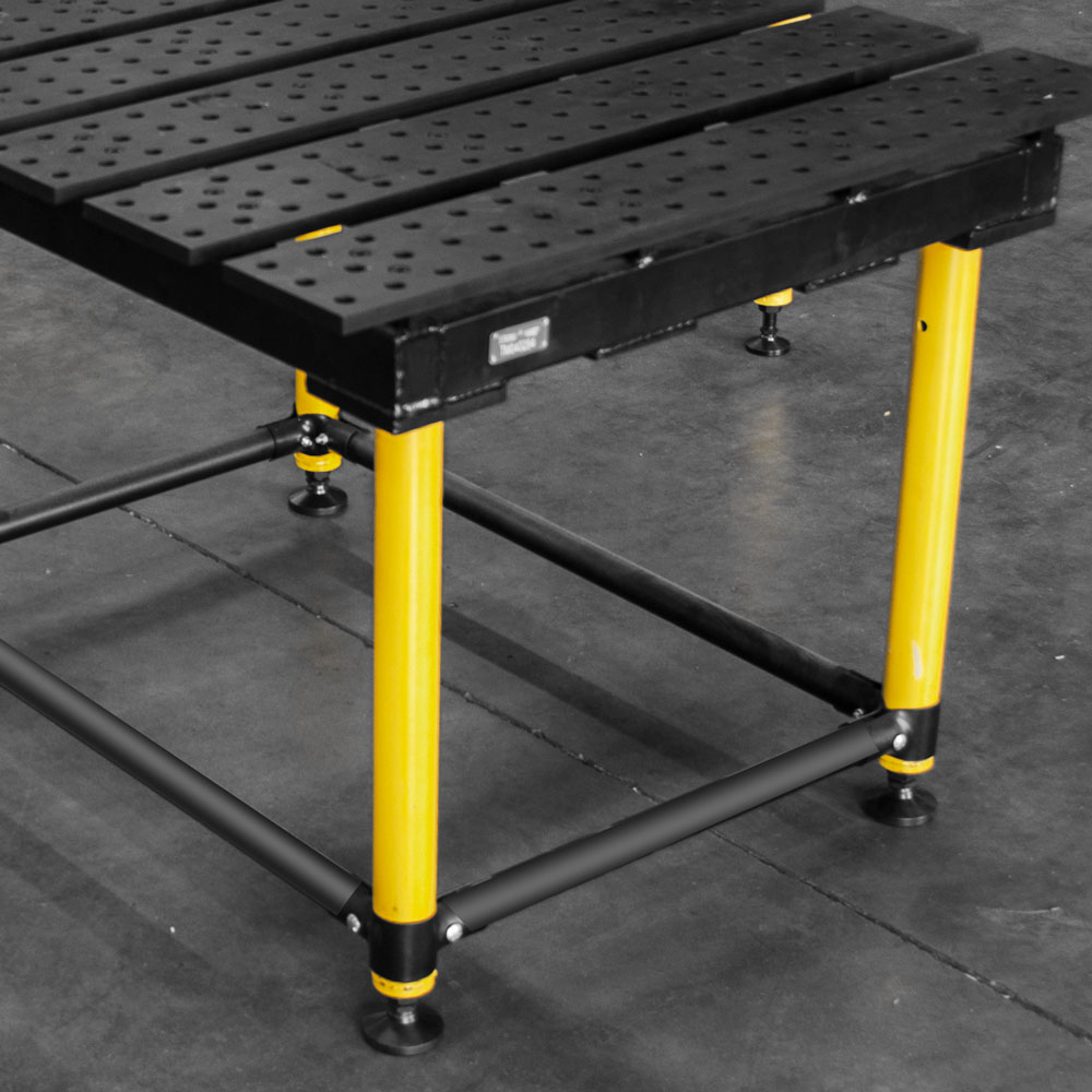 Heavy Duty Leveling Feet ensure proper leveling of the table on uneven surfaces.